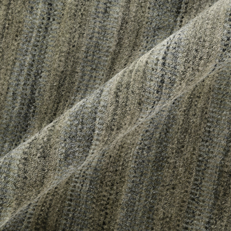 Gray and Black Handwoven Wool and Viscose Area Rug