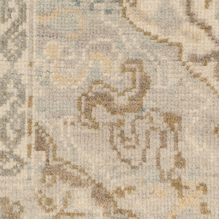 Hand-Knotted Blue and Beige Wool Area Rug 9' x 12'