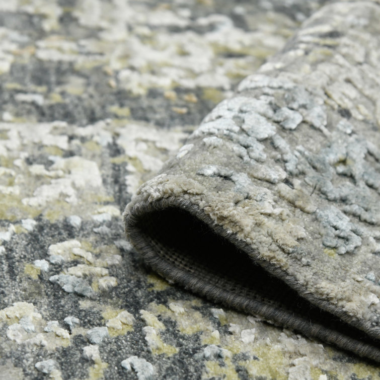 Mystique Steel Gray Hand-Knotted Wool and Silk Rug