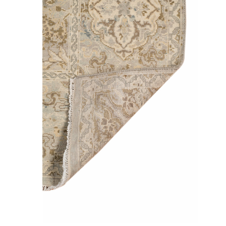 Hand-Knotted Blue and Beige Wool Area Rug 9' x 12'