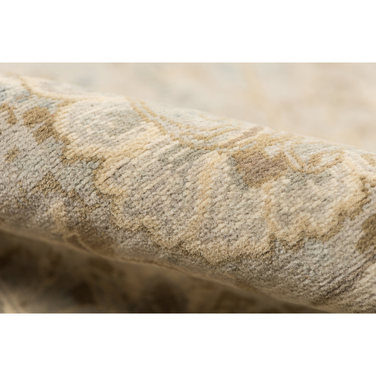 Hand-Knotted Blue and Beige Wool Area Rug 9' x 12'