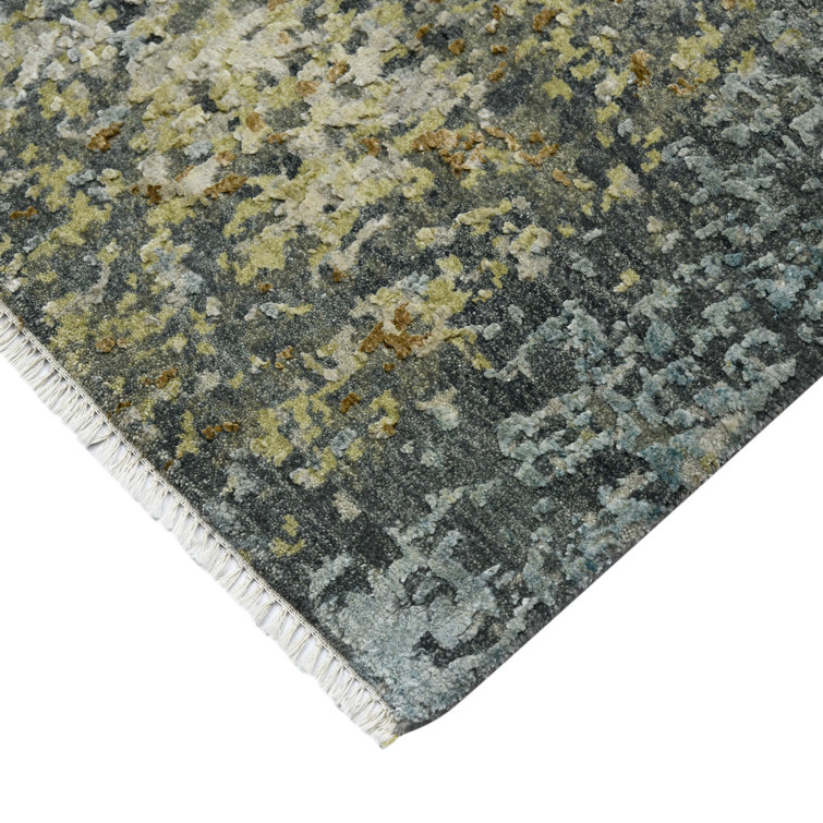 Mystique Steel Gray Hand-Knotted Wool and Silk Rug