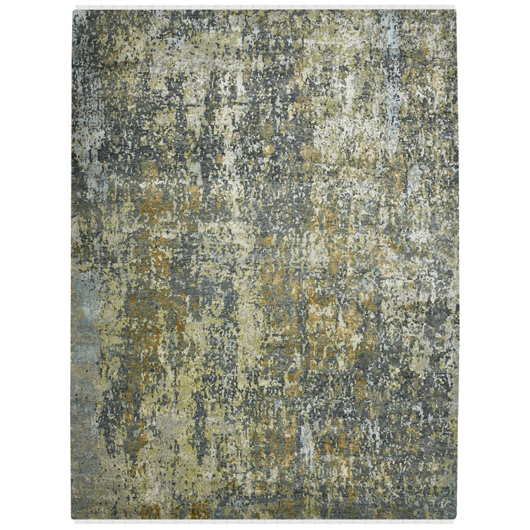 Mystique Steel Gray Hand-Knotted Wool and Silk Rug