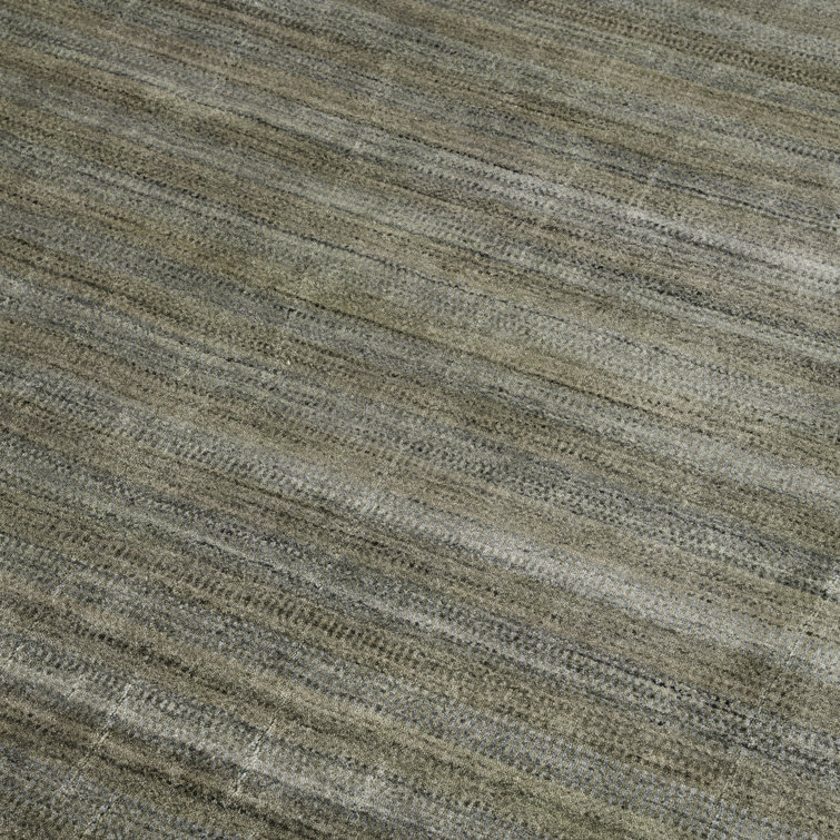 Gray and Black Handwoven Wool and Viscose Area Rug