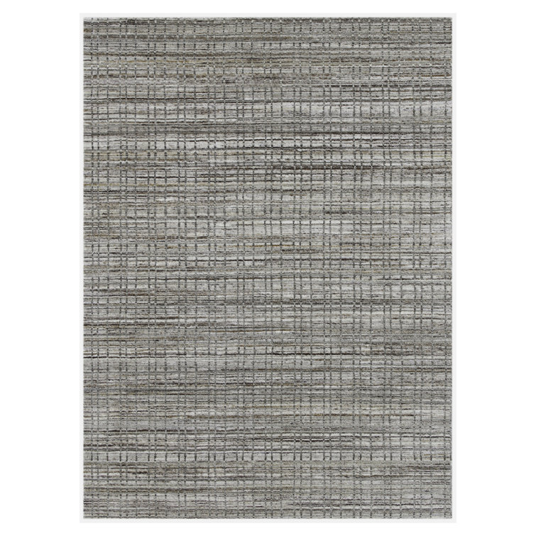 Gray Geometric Handwoven Wool Blend Area Rug 5' x 8'