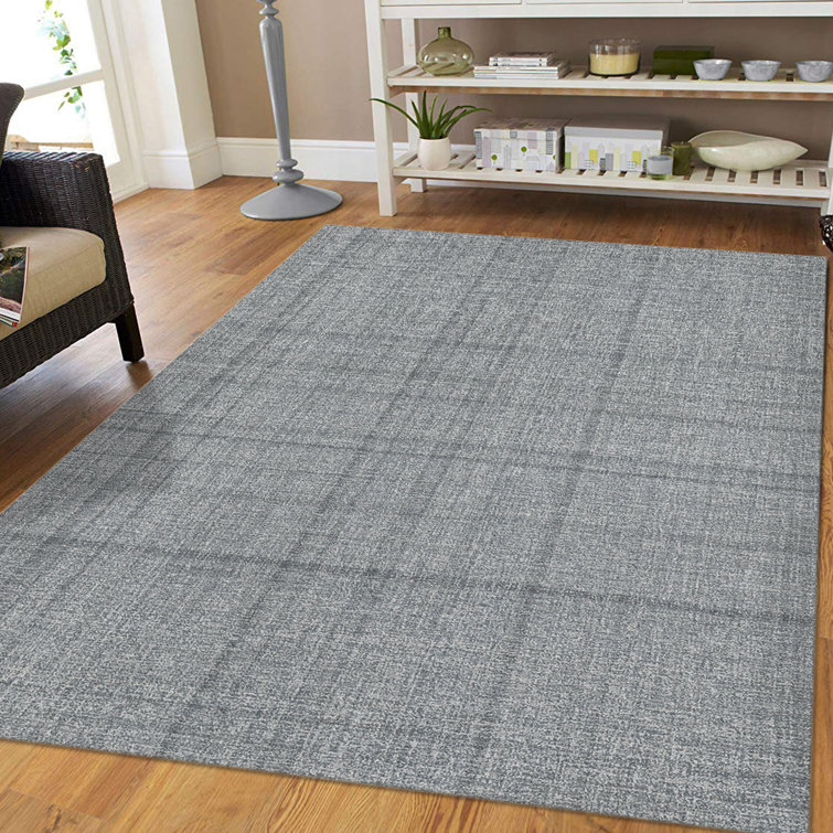 Handmade Gray and Ivory Wool Rectangular Area Rug 7'6" x 9'6"