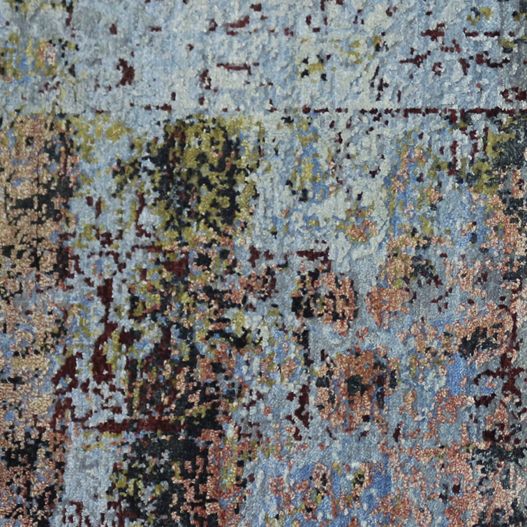 Urban Abstract 8' x 10' Hand-Knotted Black Wool & Silk Rug