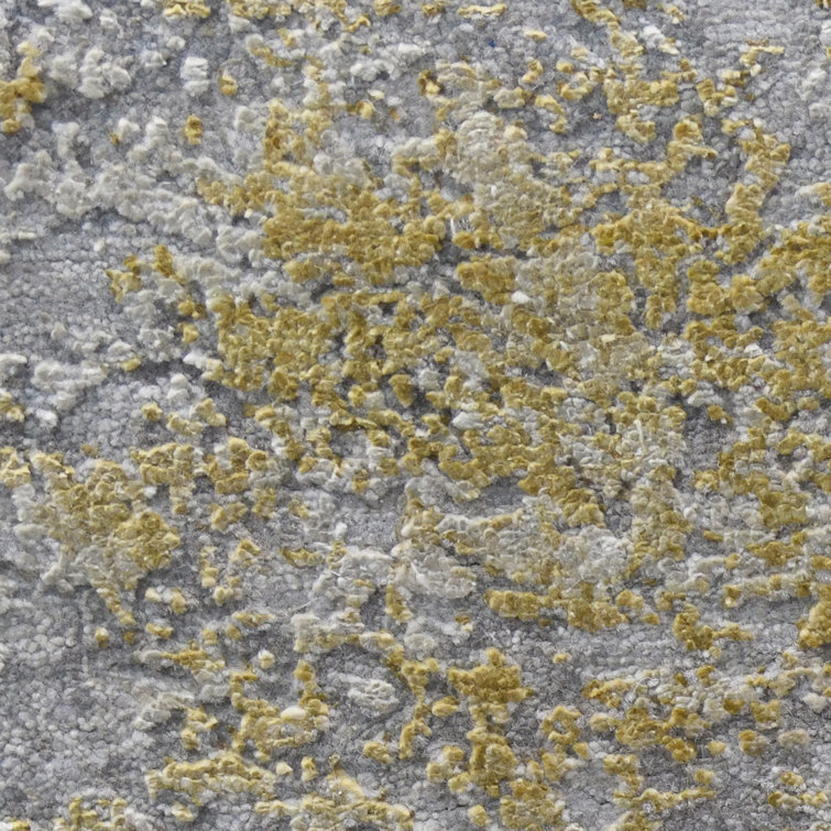 Hand-Knotted Abstract Gray Wool & Silk 2'x3' Area Rug