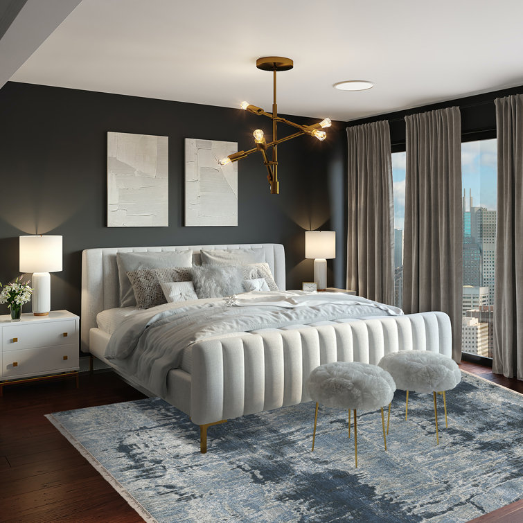 Zenith Blue and Gray Hand-Knotted Wool Silk Area Rug