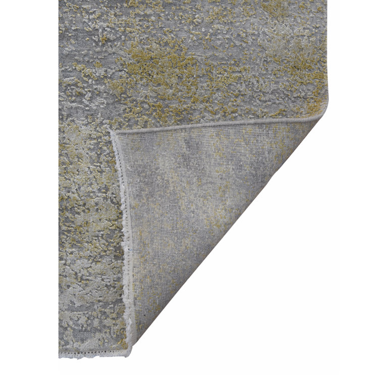 Hand-Knotted Abstract Gray Wool & Silk 2'x3' Area Rug
