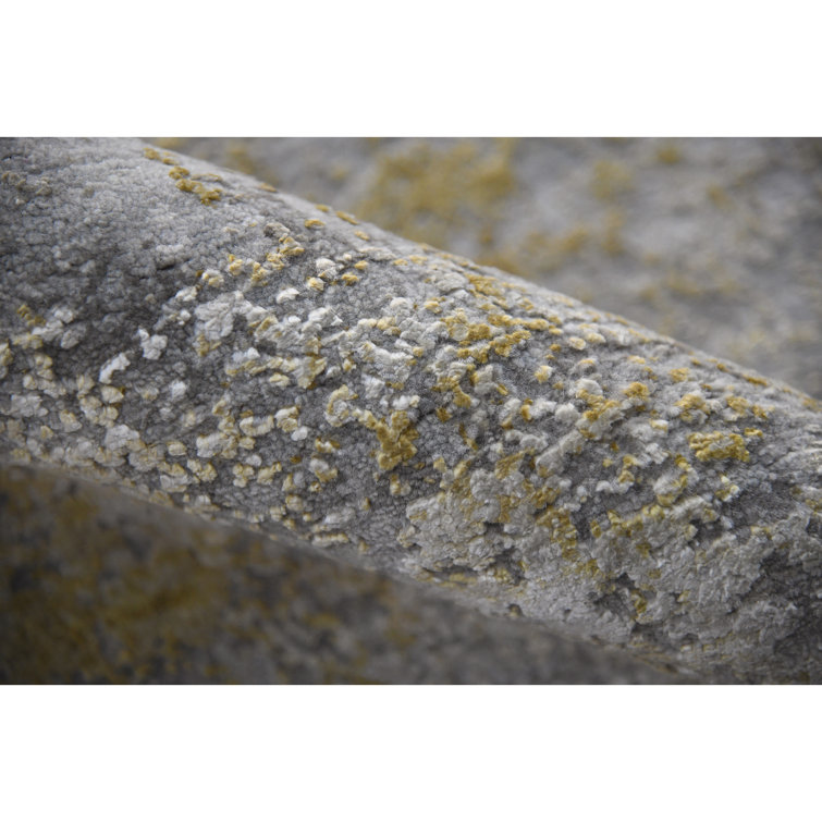 Hand-Knotted Abstract Gray Wool & Silk 2'x3' Area Rug