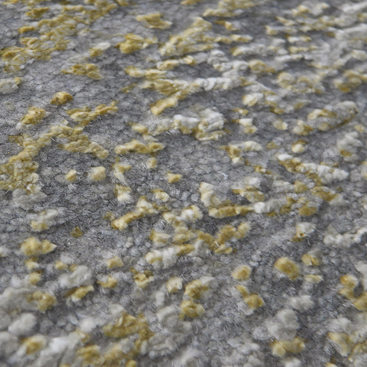 Hand-Knotted Abstract Gray Wool & Silk 2'x3' Area Rug