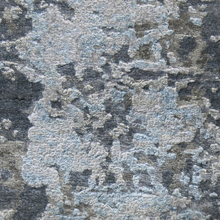 Zenith Gray Abstract Hand-knotted Wool and Silk Area Rug