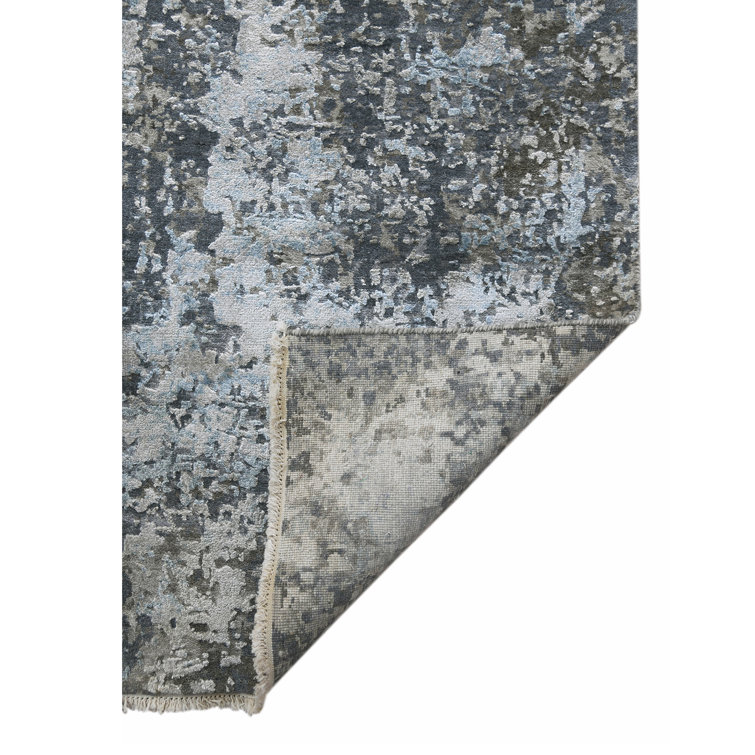 Zenith Gray Abstract Hand-knotted Wool and Silk Area Rug