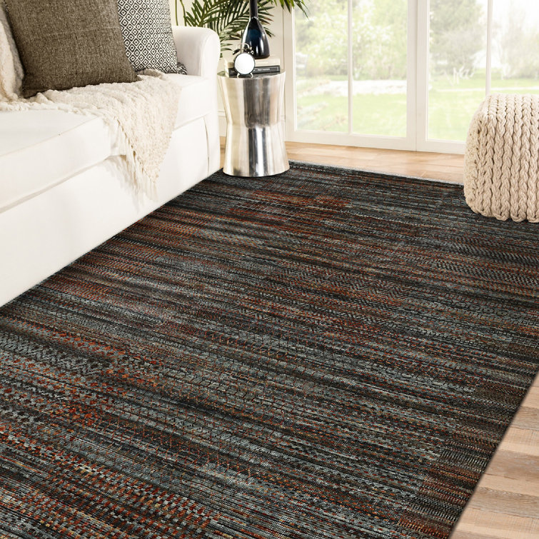 Legacy Geometric Hand-Knotted Red and Blue Wool Area Rug