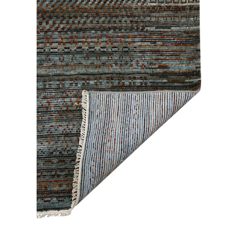 Legacy Geometric Hand-Knotted Red and Blue Wool Area Rug