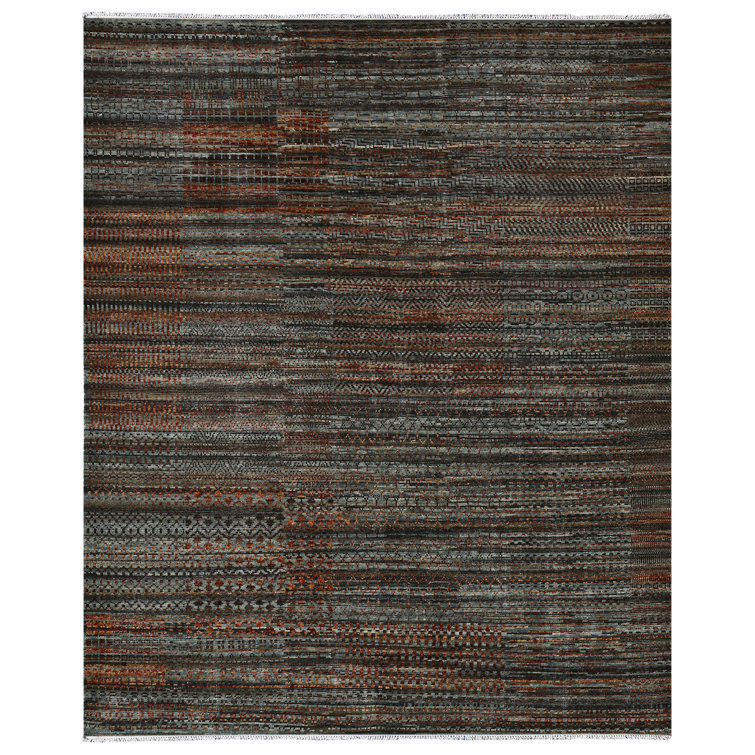 Legacy Geometric Hand-Knotted Red and Blue Wool Area Rug