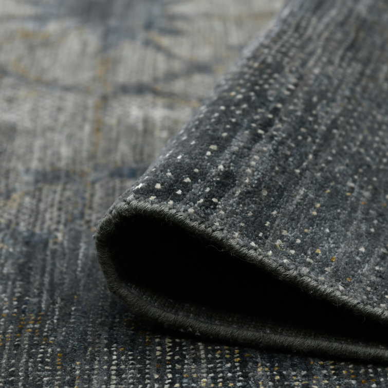 Gray Hand-Knotted Wool and Silk 2' x 3' Area Rug
