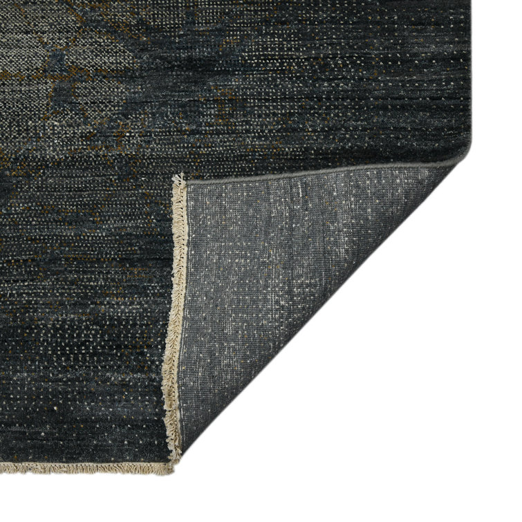 Ivory and Gray Hand-Knotted Wool and Silk Area Rug