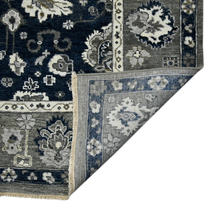 Nuit Arabe Blue Hand-Knotted Wool Area Rug 10'x14'