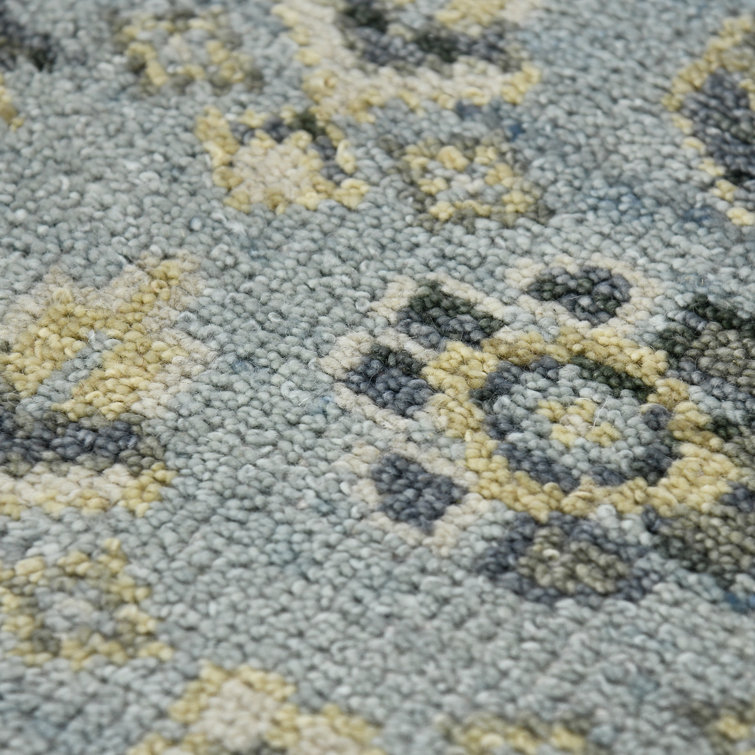 Sky Blue Hand-Knotted Wool Oriental Area Rug 2' x 3'