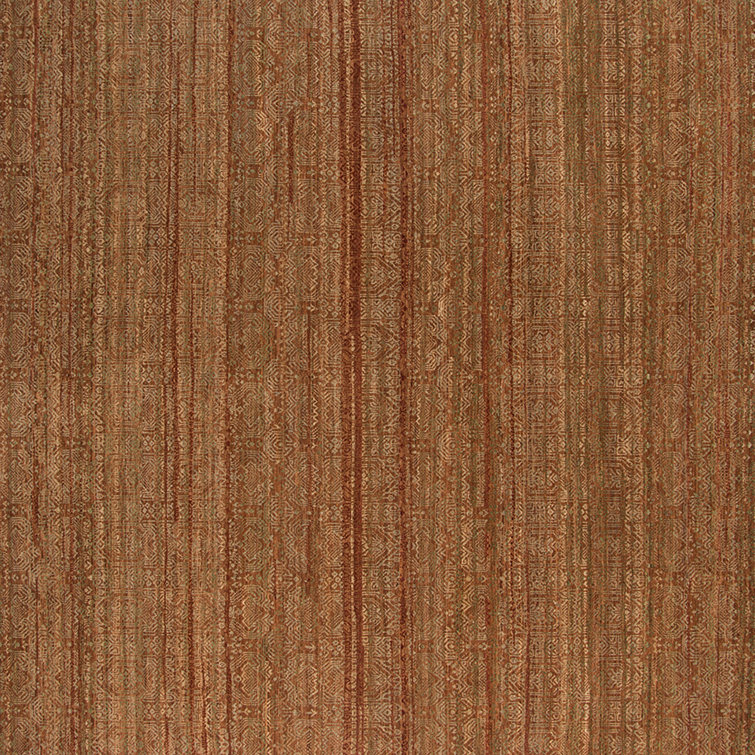 Hand-Knotted Orange and Brown Wool Diamond Area Rug