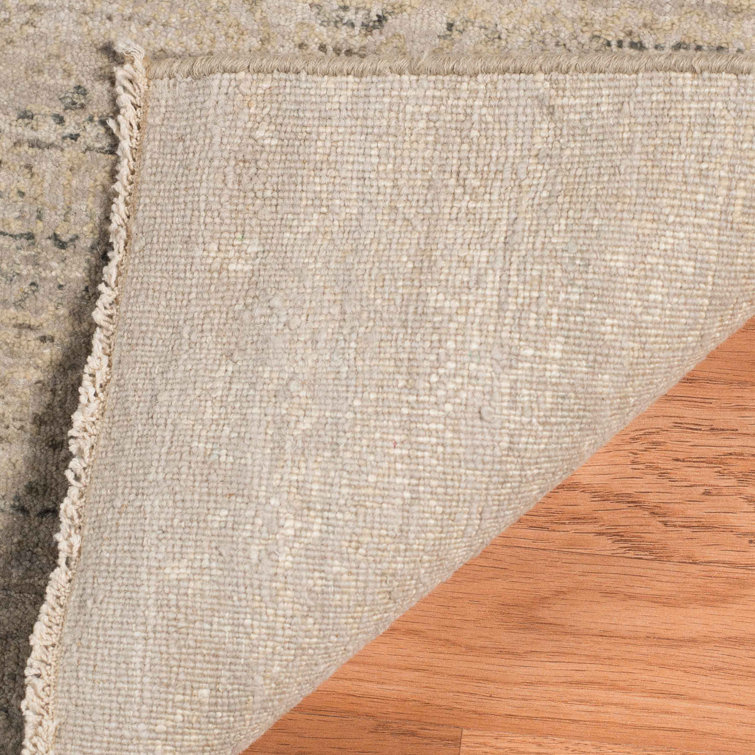 Pearl Beige Hand-Knotted Wool and Silk Area Rug 2' x 3'