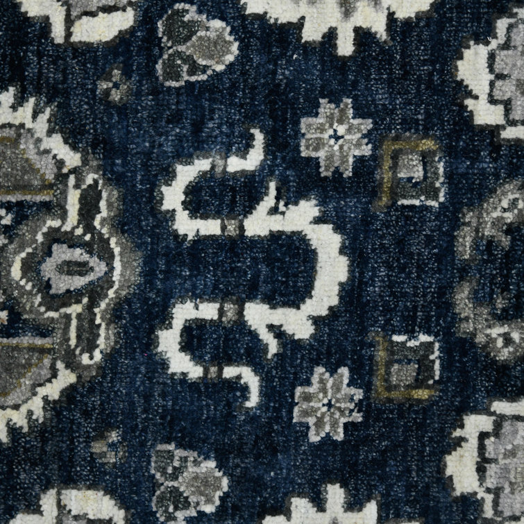 Nuit Arabe Blue Hand-Knotted Wool Area Rug 10'x14'