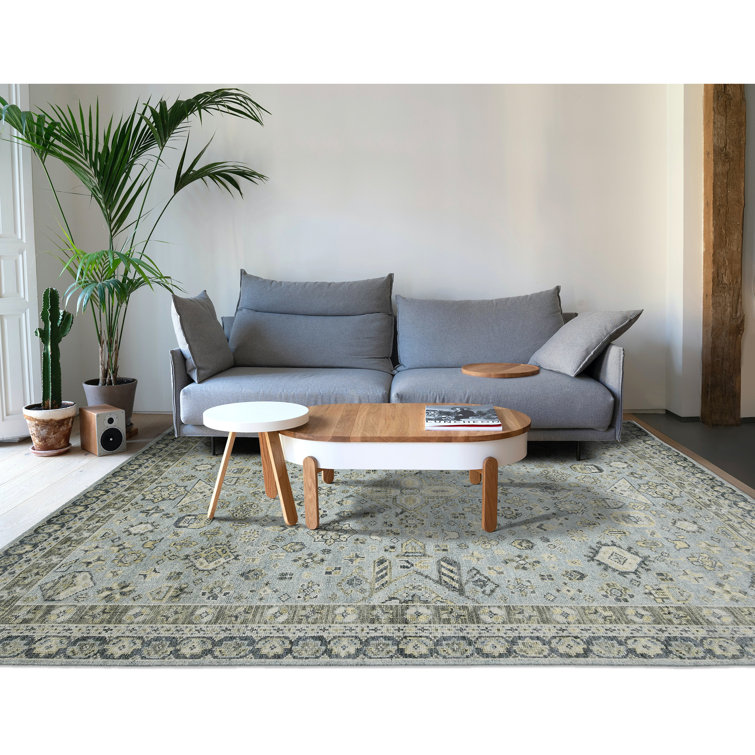 Sky Blue Hand-Knotted Wool Oriental Area Rug 2' x 3'