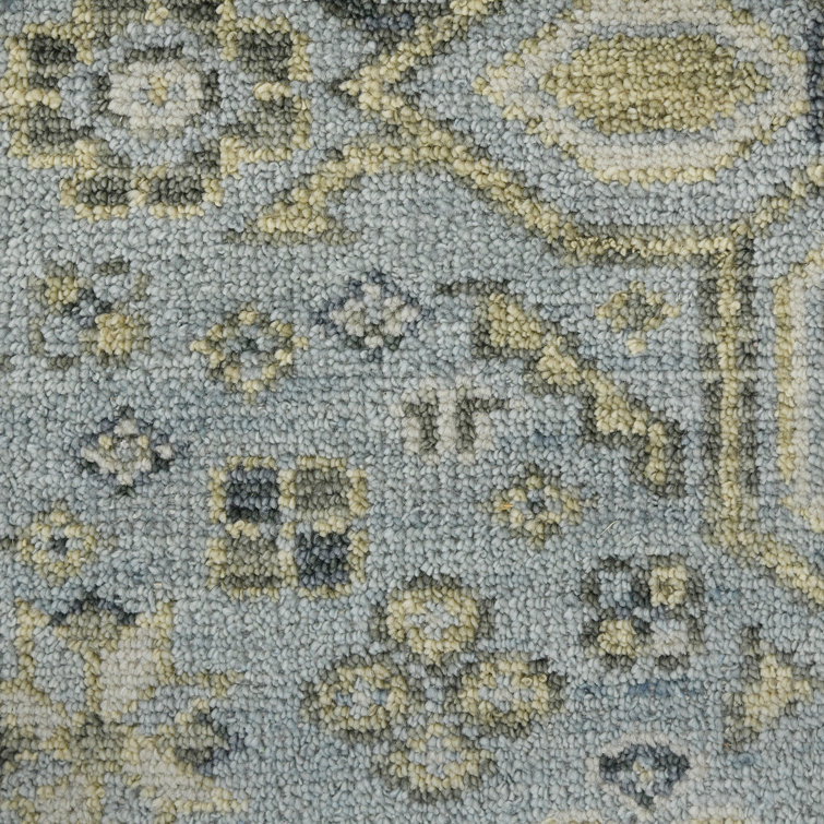 Sky Blue Hand-Knotted Wool Oriental Area Rug 2' x 3'