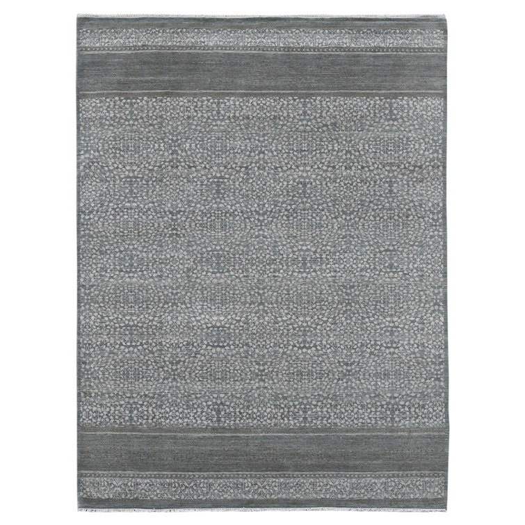 Handmade Blue and Gray Wool Diamond Area Rug