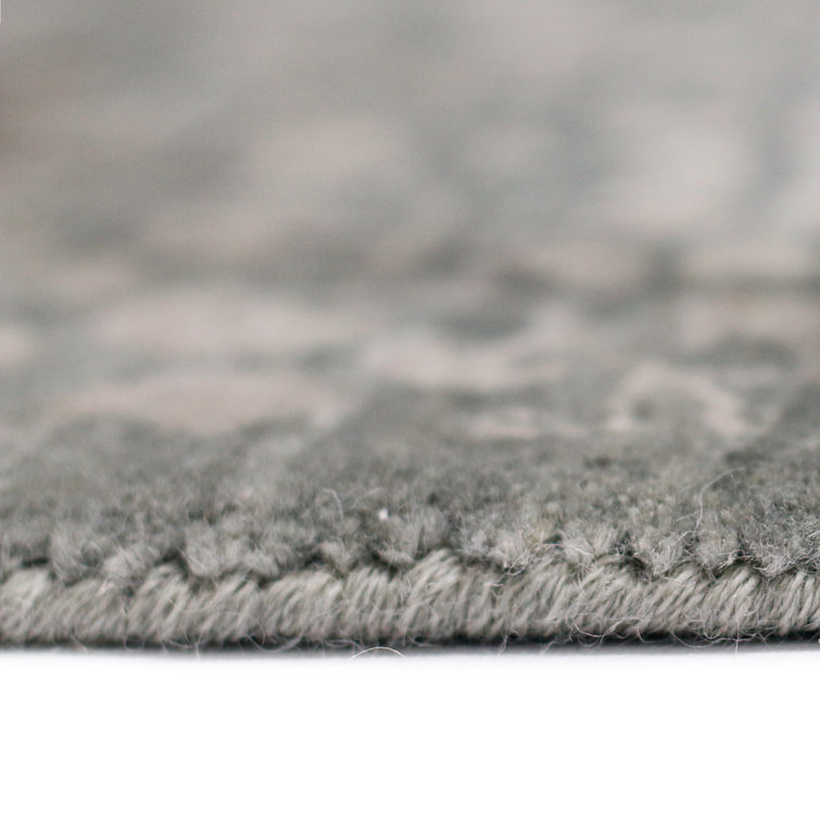 Handmade Blue and Gray Wool Diamond Area Rug