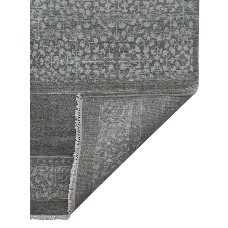 Handmade Blue and Gray Wool Diamond Area Rug