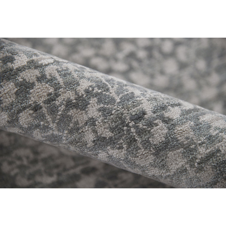 Handmade Blue and Gray Wool Diamond Area Rug