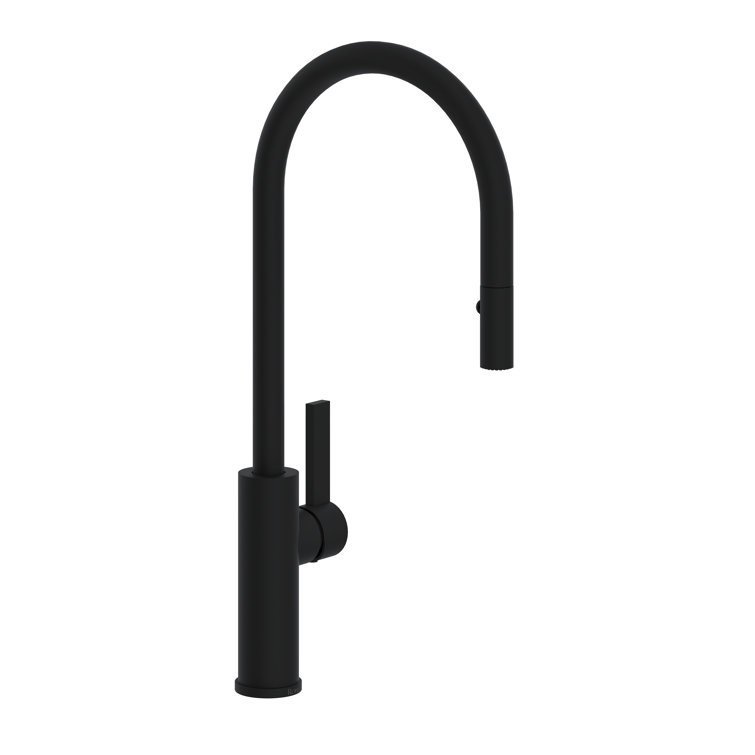Matte Black Metal Pull-Out Spray Kitchen Faucet