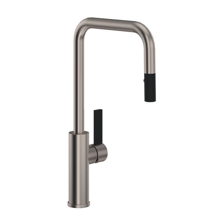 Elegant 16'' Polished Nickel Kitchen Faucet with Pull-out Spray