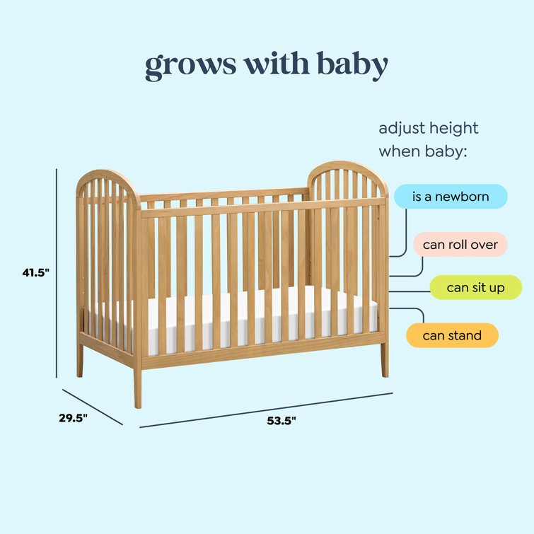 Honey Wood 3-in-1 Convertible Crib