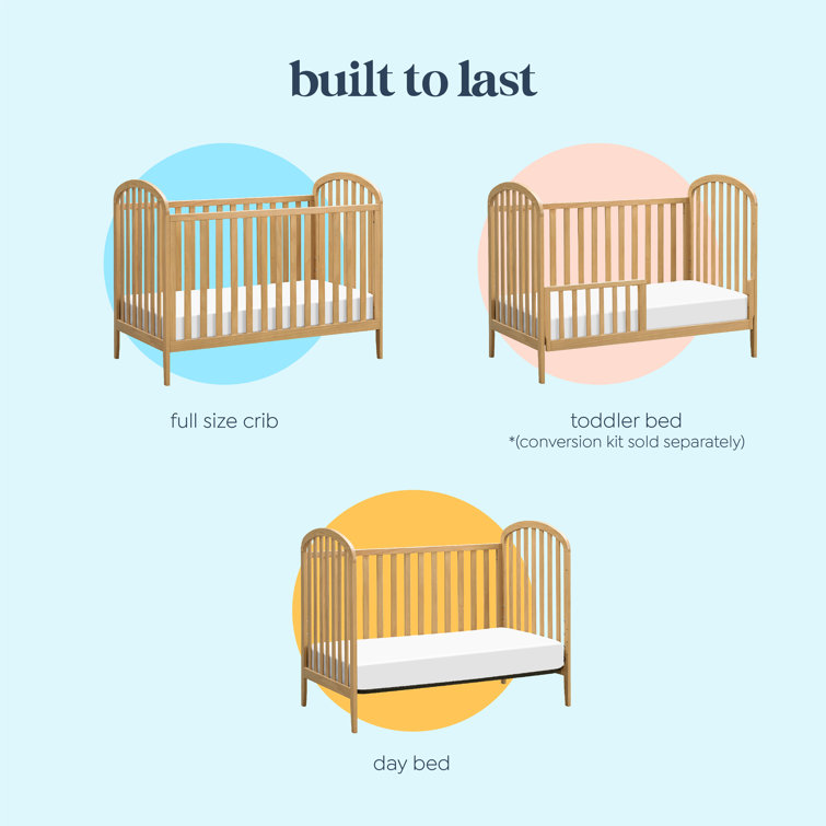 Honey Wood 3-in-1 Convertible Crib