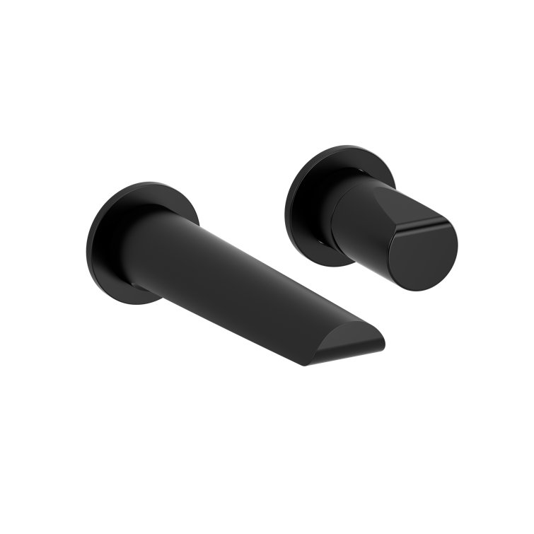Parabola Minimalist Polished Black Wall-Mounted Bathroom Faucet