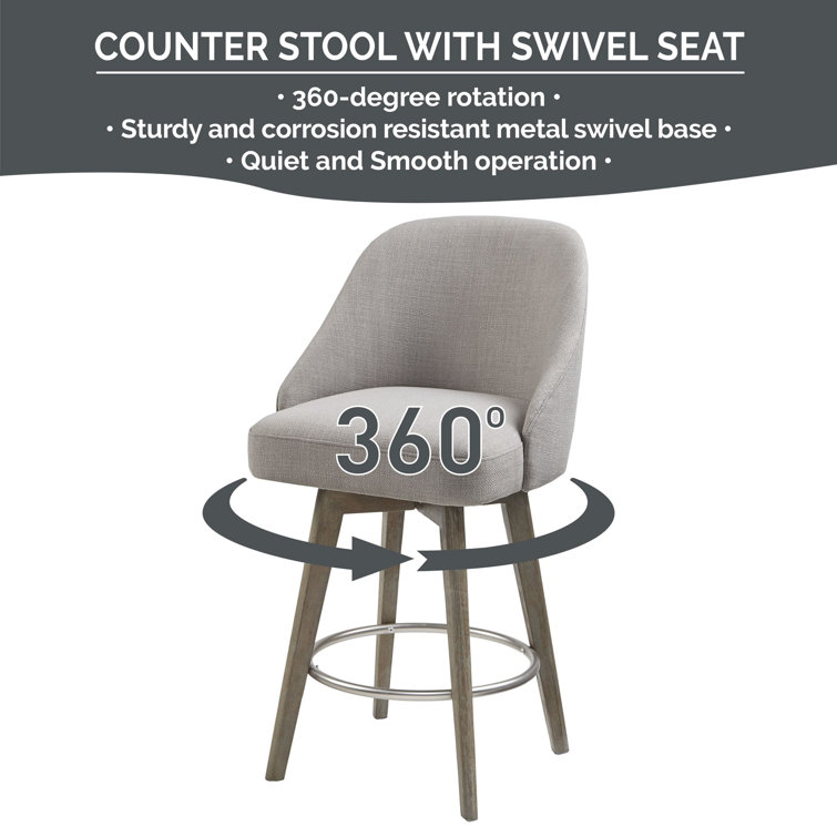 Blue Swivel Counter Stool with Wood Legs
