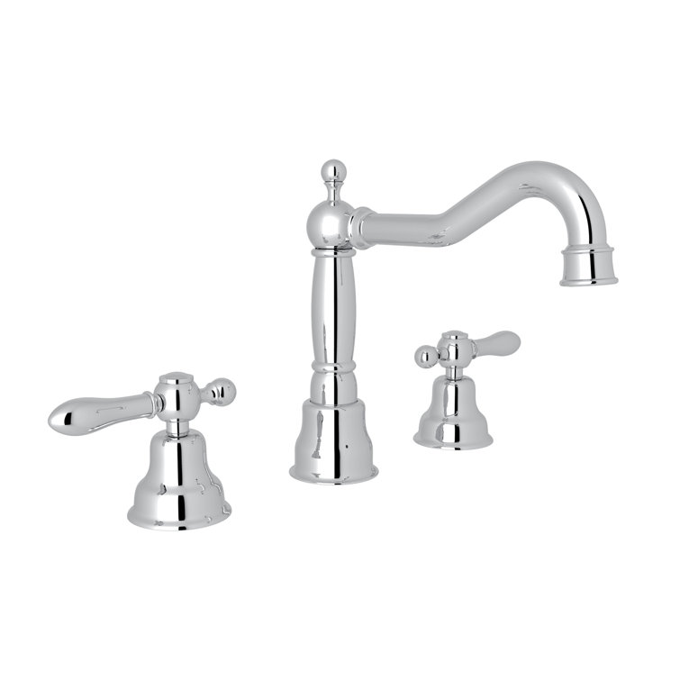 Polished Nickel Traditional Widespread Lavatory Faucet with Porcelain Handles
