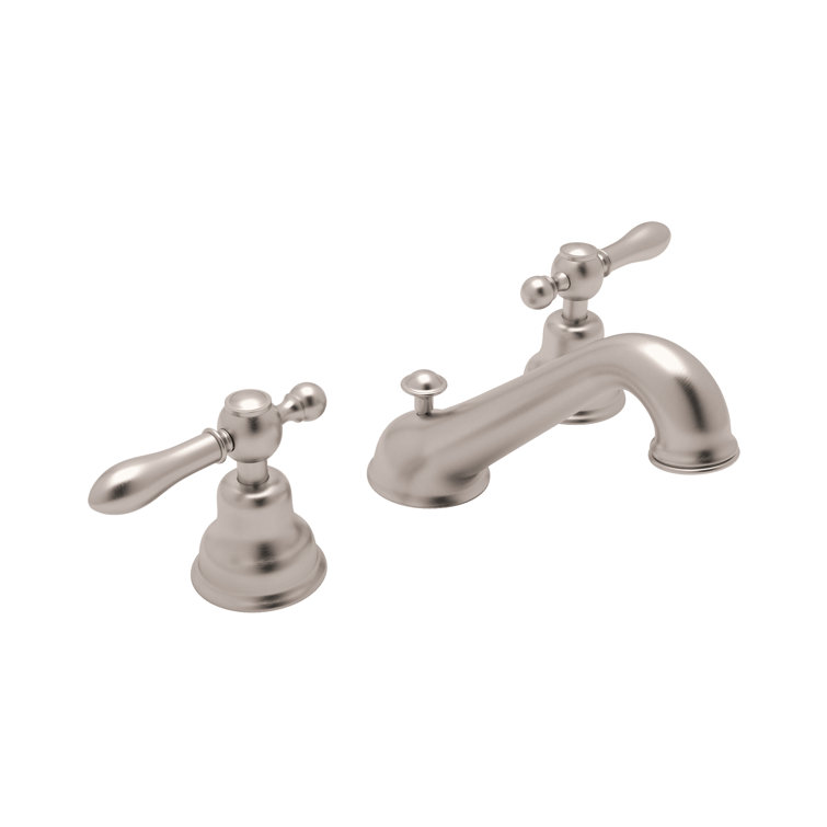 Elegant Polished Nickel 3-Hole Widespread Faucet with Porcelain Handles