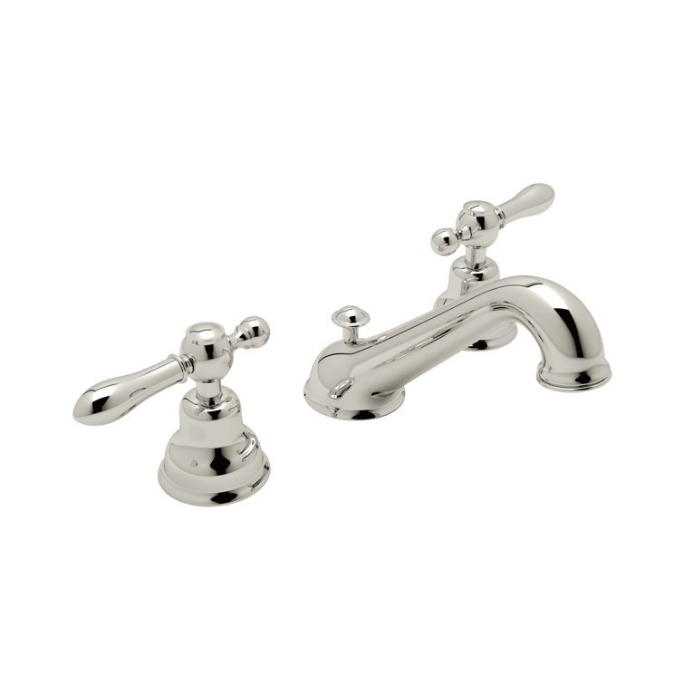 Elegant Polished Nickel 3-Hole Widespread Bathroom Faucet with Porcelain Handles