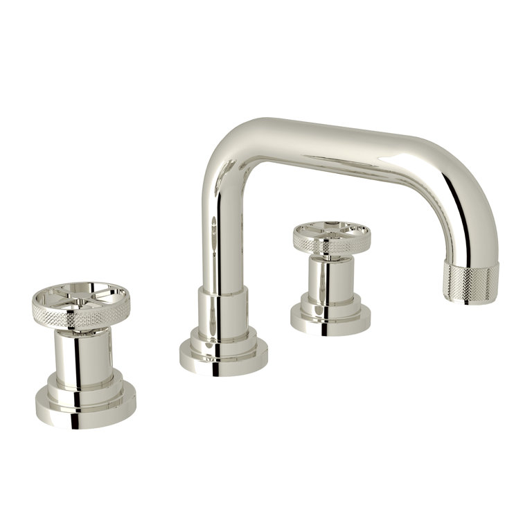 Polished Nickel Widespread Bathroom Faucet with Brass Handles