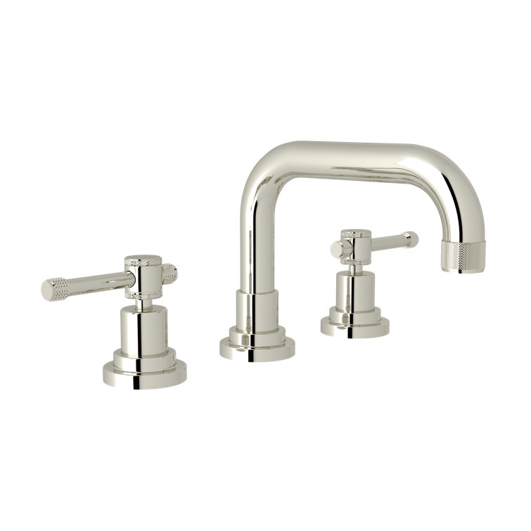 Polished Nickel Brass Widespread Bathroom Faucet with Lever Handles