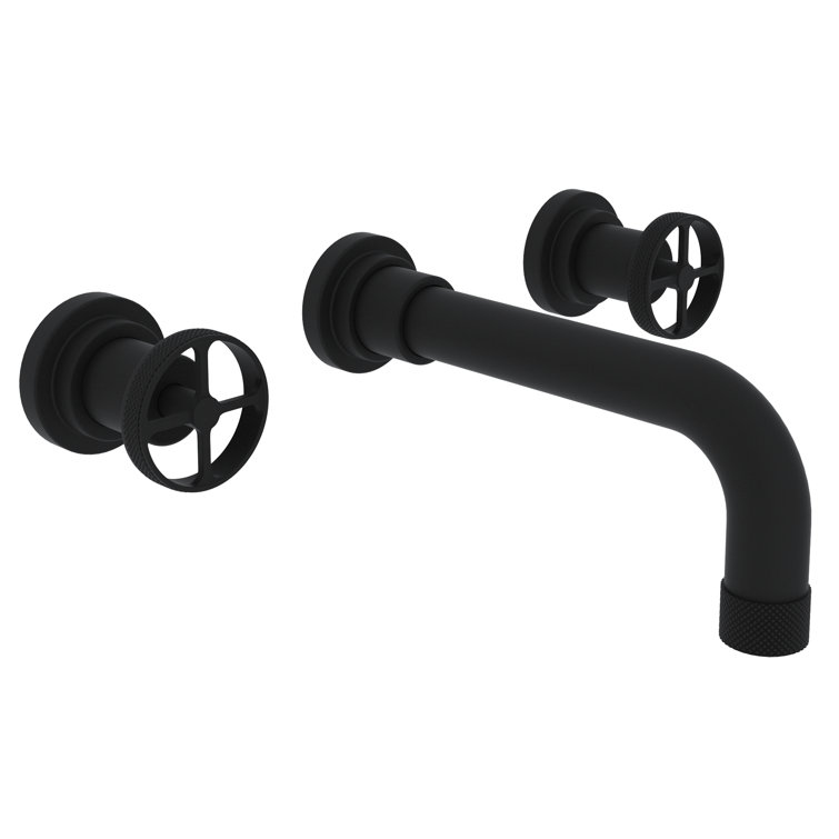 Traditional Polished Nickel Wall-Mounted Faucet with Crosshatch Handles