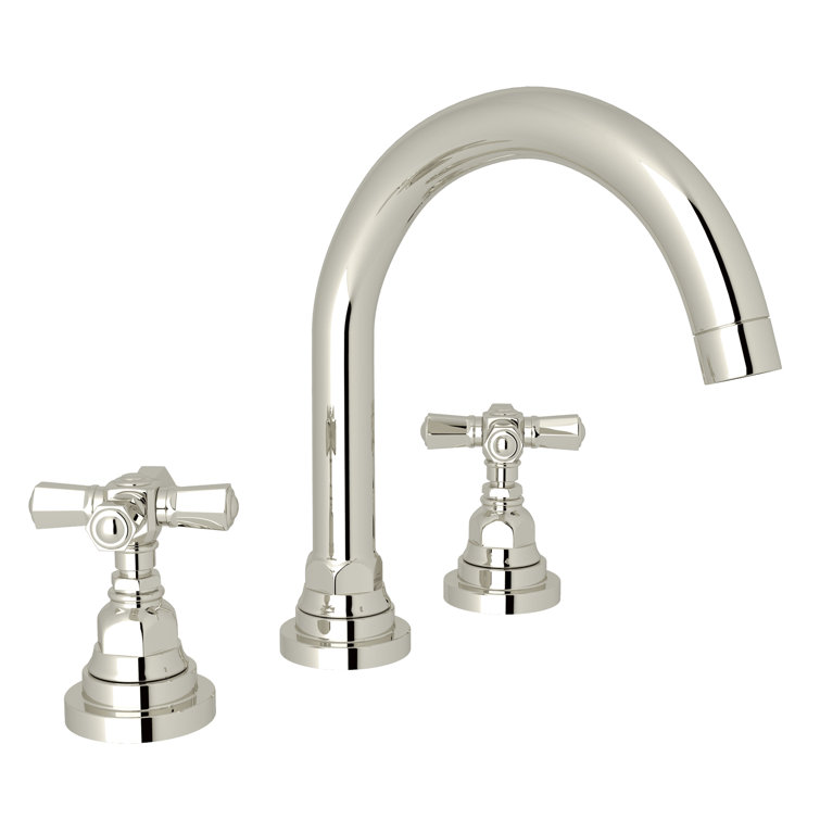 Elegant Polished Nickel 8'' Widespread Brass Bathroom Faucet