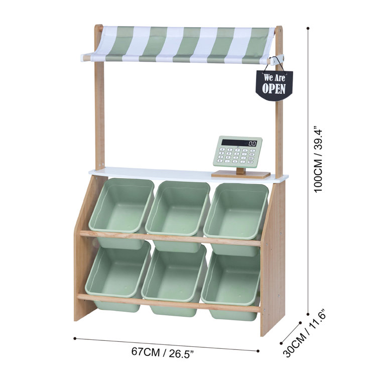 Mint and White Wooden Kids Market Stand with Accessories