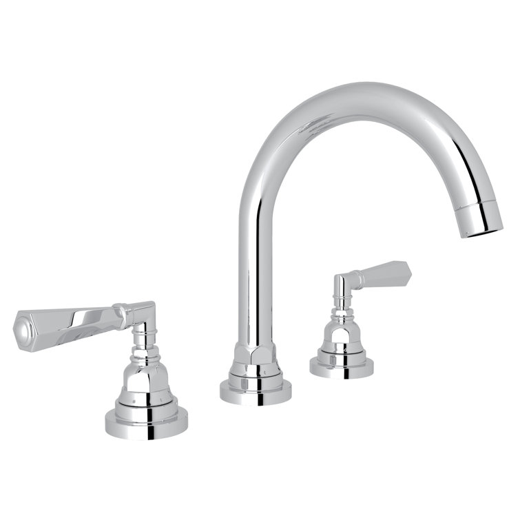 Polished Nickel Widespread Bathroom Faucet with Lever Handles
