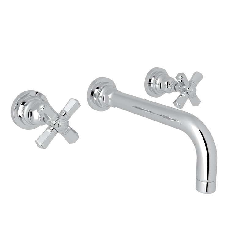 Polished Nickel Wall Mounted Widespread Faucet